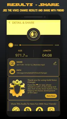 Gold Voice Changer & Voice Recorder android App screenshot 1